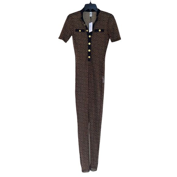 Sheer Jumpsuit Spiral Short Sleeve Curve - Picture 4 of 8